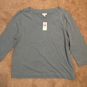 blue 3/4 sleeve t-shirt